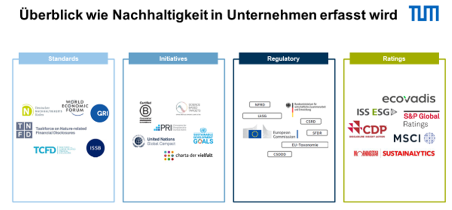 Überblick wie Nachhaltigkeit in Unternehmen erfasst wird